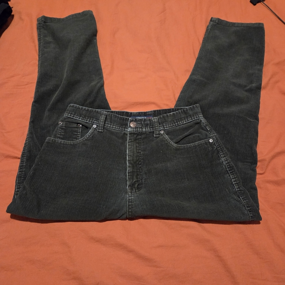 Vintage Bill Blass Petites Corduroy Pants Dark Green Women's Size 8 Petite